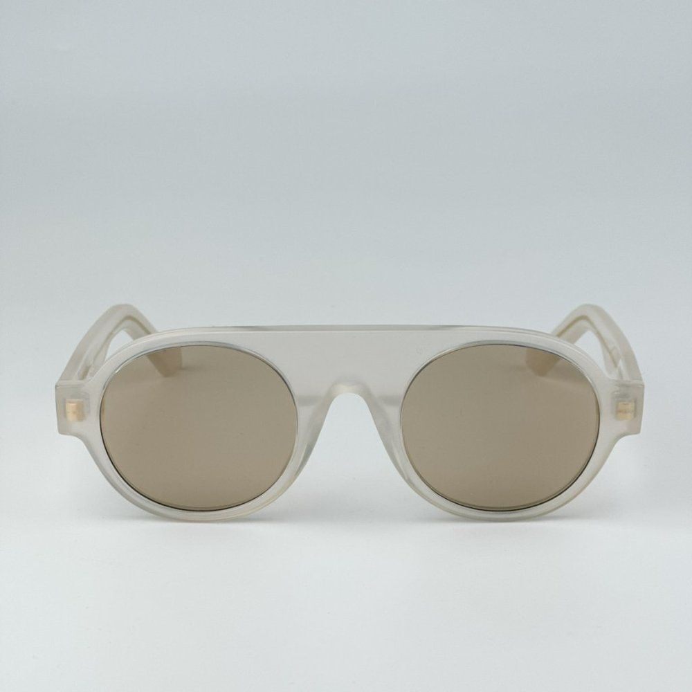 New Loewe Lw40020i 21e Clear White Gold Brown Round Unisex Sunglasses Lw 40020i